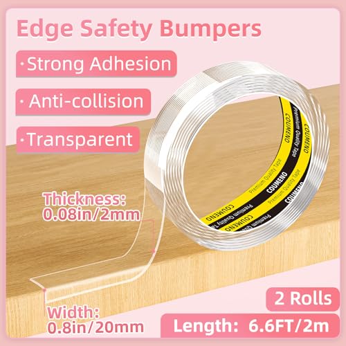Image of Clear Soft Corner Protectors for Baby Safety,2 Rolls,0.8in (W) x 6.6FT(L), Baby Proof Corner Guards & Edge Protectors, Table Bumper for Furniture, Window & Wall Edge Protection