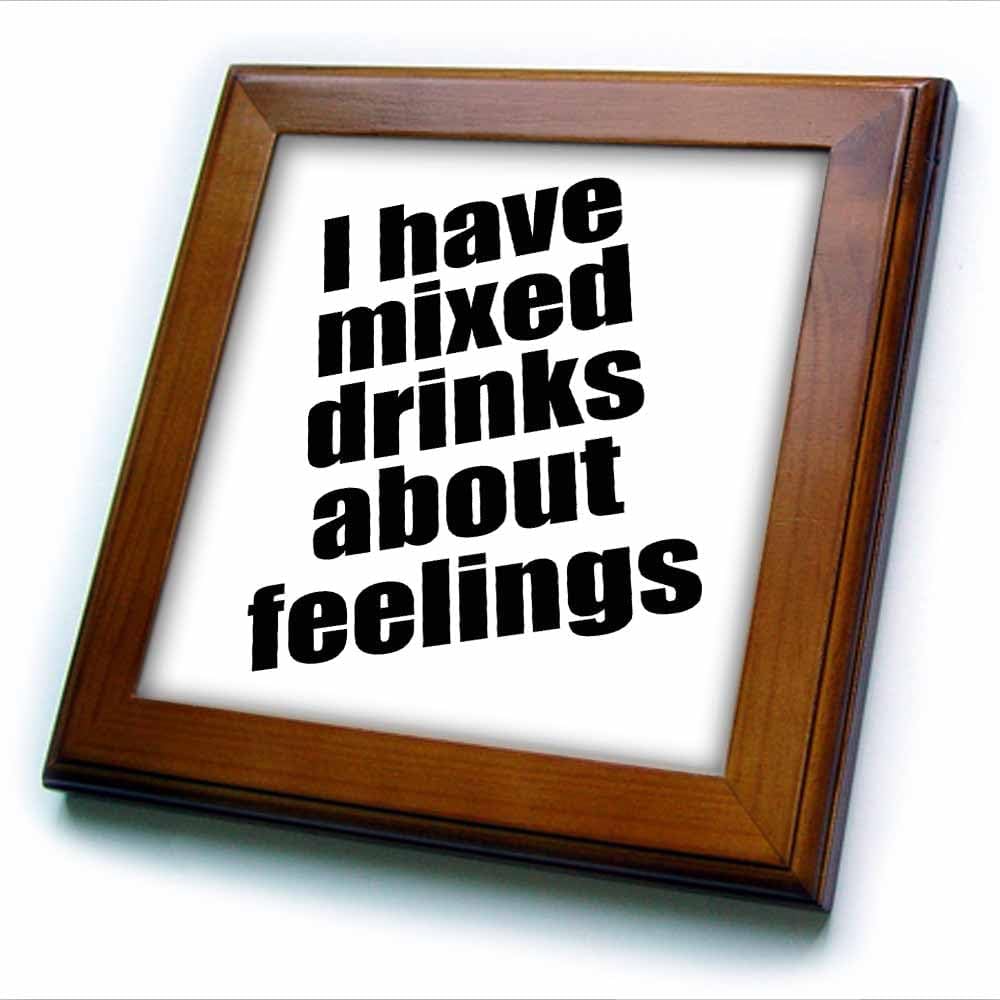3dRose ft_171938_1 I Have Mixed Drinks About Feelings-Framed Tile Artwork, 8 by 8-Inch