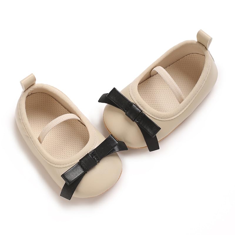 Baby Girls Mary Jane Pu Leather Flats Anti-Slip Soft Rubber Sole Toddler Bowknot Princess Dress Shoes3