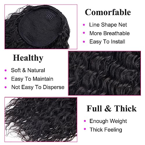 Drawstring Ponytail Extension, 24 inch Long Curly Ponytail Hair Extension Synthetic Hairpiece for Women(2#, 24 inch) - Image 3