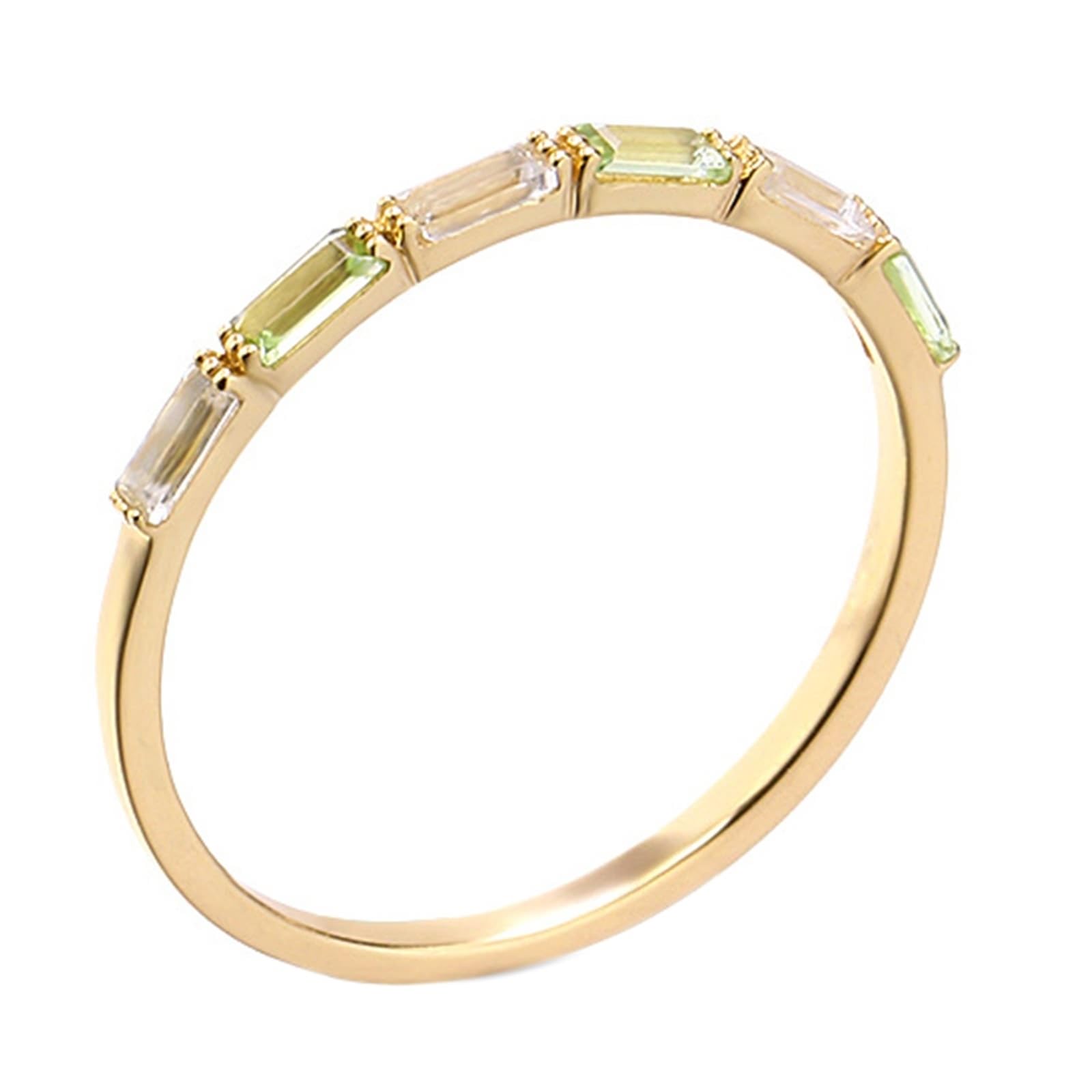 Alianzas Au 375/585/750 Oro Rectángulo Peridot Elegant filigrana Petite
