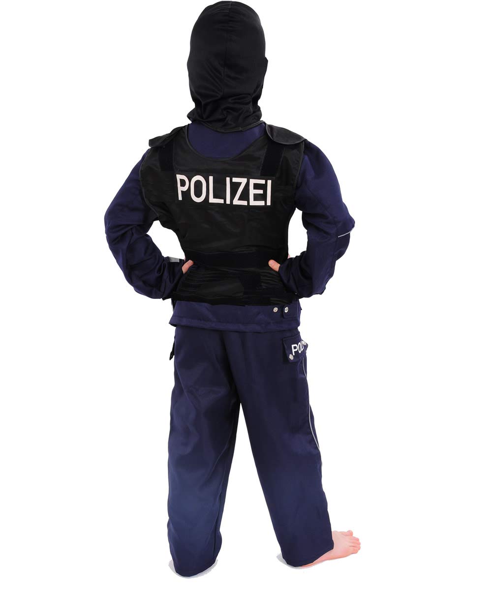 Polizei Kinder Einsatzkommando Kostüm 122-128 für Fasching Karneval Polizist SEK