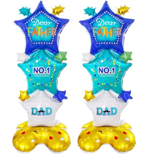 2PCS Fathers Day Decorations Balloons Large Standing Happy Dad Balloons for FatherS Day Parties Entrance Hall Living Room Home DéCor Photo Backdrops Surprise Celebrations Displays 39x112cm