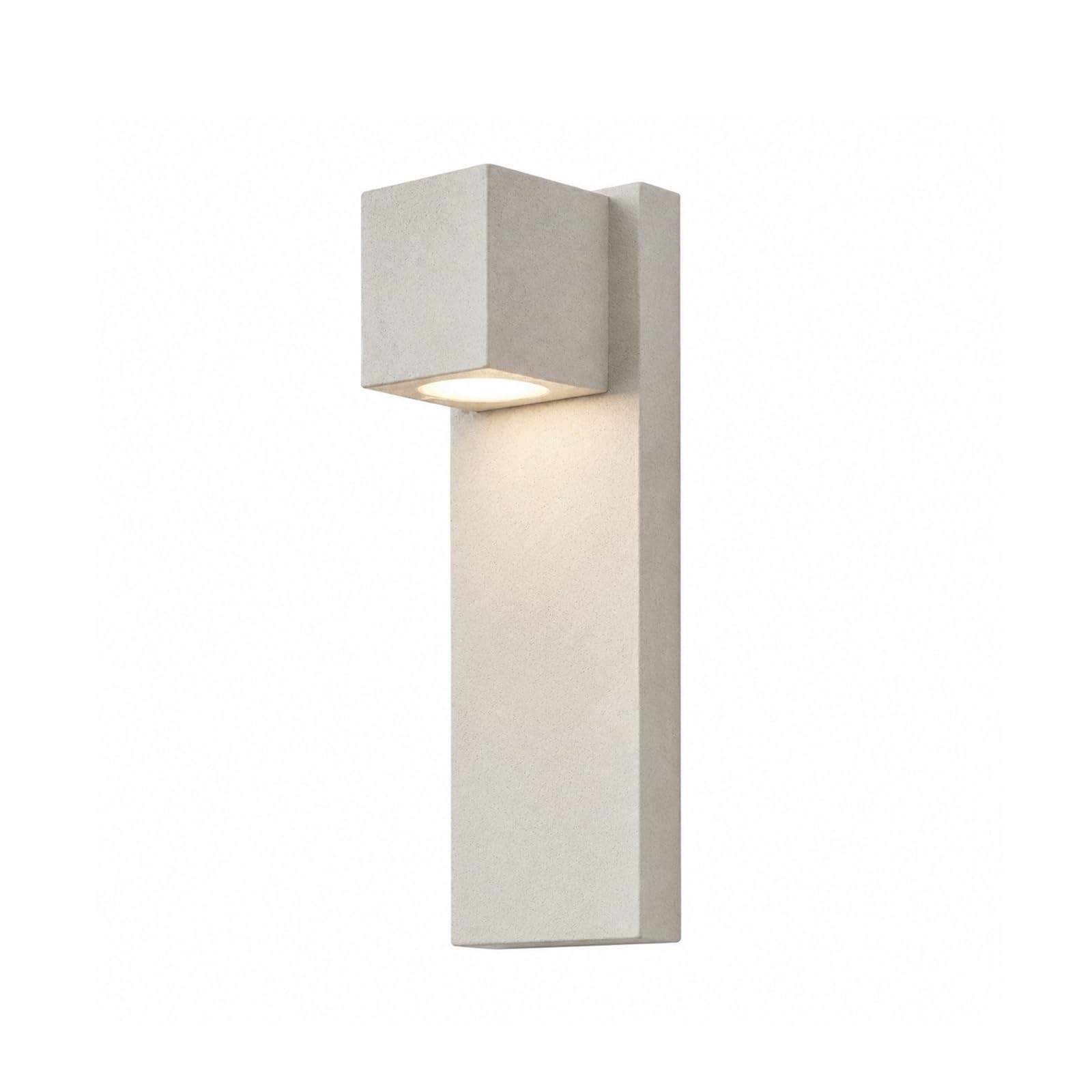 OZBMA Rectangular Microcement Outdoor Wall Sconce, 8W Warm White LED Exterior Lamp, Waterproof Minimalist Porch Fixture for Entryway Patio Garden Balcony Courtyard Garage Cottage(White) (White)