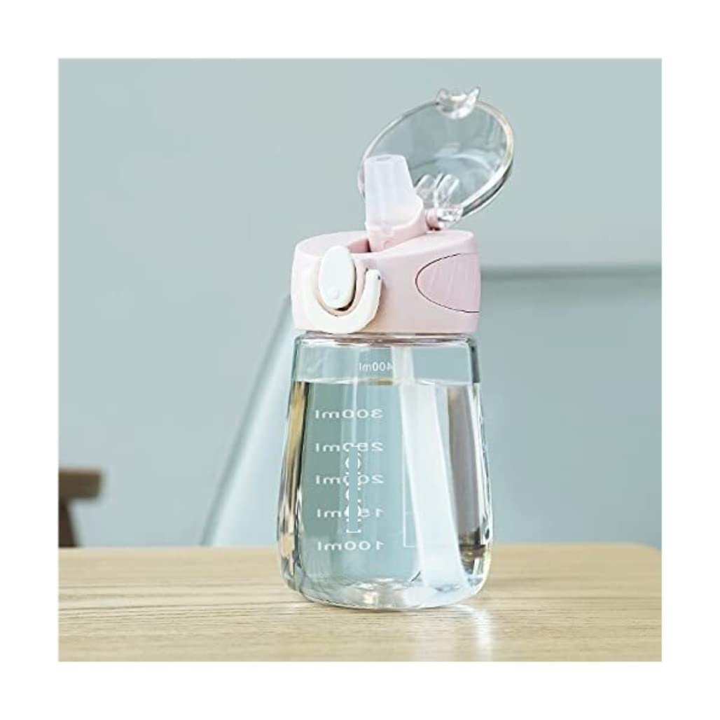 Botella Agua Gimnasio Botella De Agua con Linda Botella Sin BPA A Prueba De Fugas, Botella De Plástico Duradera para Beber Botella Agua Deporte(Pink,400ml)