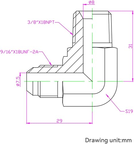 Miniatura 3 de HFS (R) 38" macho NPT a 38" macho JIC codo 90 Flare tubería de acero inoxidable 304 (38" MNPT x 38" MJIC)
