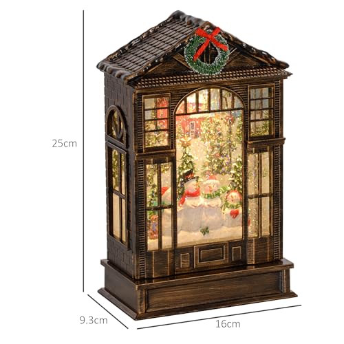 HOMCOM Christmas Snow Globe Lantern with Lights, Musical Snow Globe with Swirling Glitter, Battery Operated Musical Christmas Decoration for Holiday Party Gift, Bronze Tone - Image 7