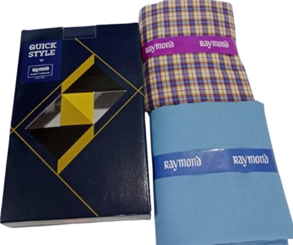 raymond fabrics Raymond Men’s Shirt & Trouser Fabric Combo | Premium Cotton Checked Shirt Fabric with Solid Formal Trouser Fabric | Unstitched Dress Material | Office & Formal Wear Combo-picture-30
