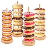 Farmhouse Donut Stand for Dessert Table 4 PCS, Donut Holder Stand, Bagel Holder Stand, Donut Display Stand for Party, Doughnut Tower Stand for Birthday, Wedding, Baby Shower Decoration