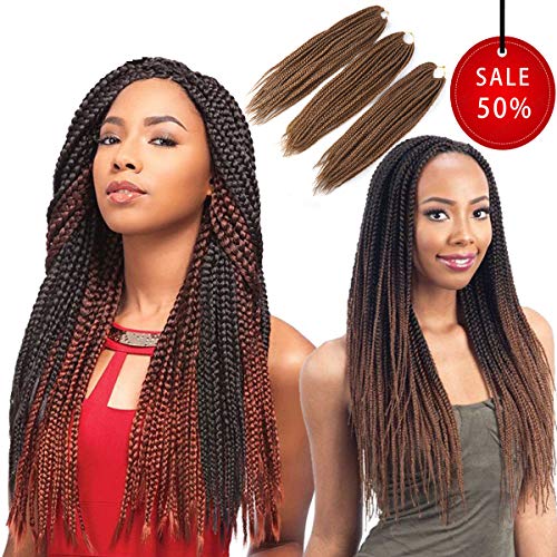 Xinxinshuyu 5 Packs 18'' Box Braid Crochet Hair Box Braids Hair Extensions Crochet Braids Kanekalon Braiding Hair (18 Inch, 27#)