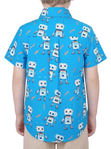 Image of Boys Hawaiian Button Down Shirt, Pure Combed Cotton Short Sleeve Size 3-15Y