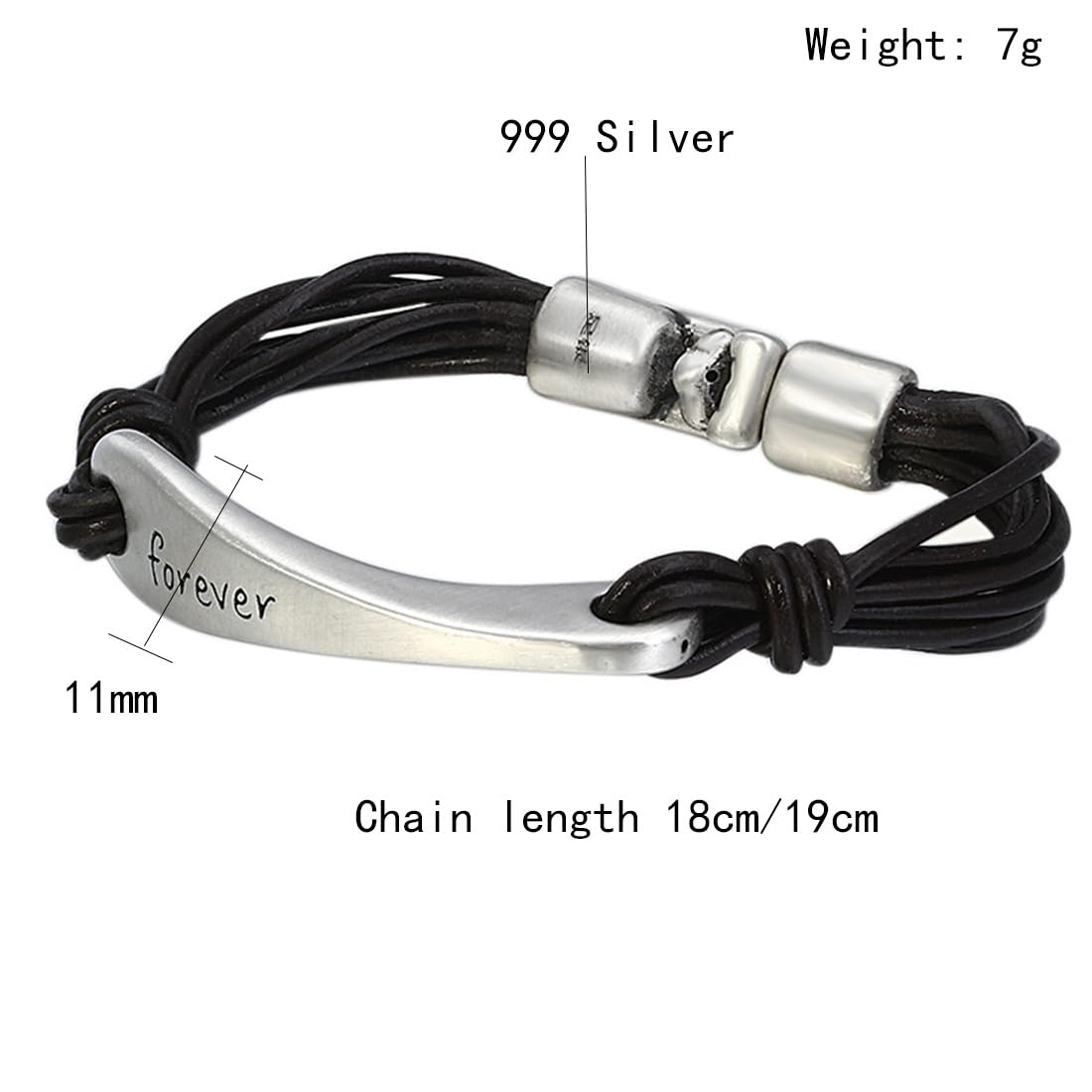 999 Piedi D'argento Creativo Corda Mano in Pelle Retrò, Uomini E Donne Moda Semplice Studente Corda Bracciale in Pelle