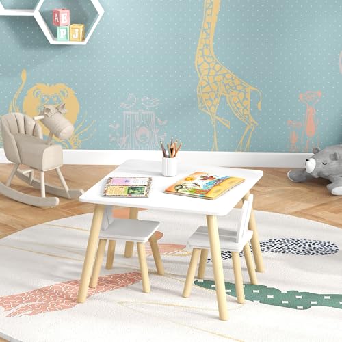 Miniatura 6 de Aiyaplay Juego De Mesa Y 2 Sillas Infantiles Respaldos Con Orejas De Conejo Mesa Infantil Con Sillas Mesa Para Niños Para Sala De Juegos Guardería Blanco