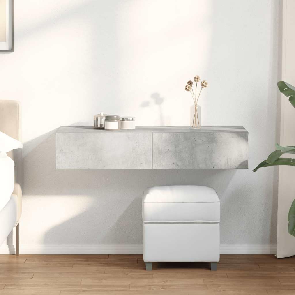 Generisch Wandregal mit Schubladen Betongrau 100x36x19 cm Holzwerkstoff,Möbel,Regalsysteme,Wandregale-859989