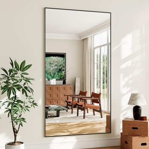 Image of Koonmi 77 inchx38 inch Floor Mirror Full Length, Large Black Mirror