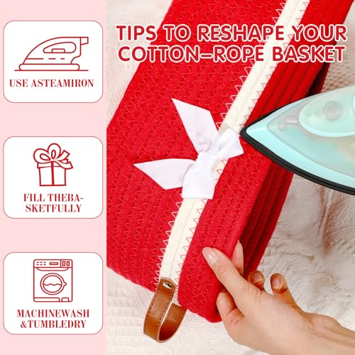 Image of Colingmill 2026 Graduation Large Woven Basket for Gifts Empty Set with Gift Bags and Ribbon Gift Baskets and Wrapping Set Storage 14 inchx 10 inchx 5.5 inch Decorative Box for Class of 2026 Graduation(Red)