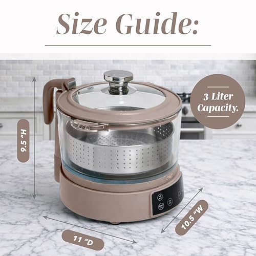 image for COOK WITH COLOR 3L Glass Mini Low Carb Rice Cooker – Holds 2 Cups Ra