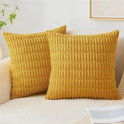 Housse de coussin en velours côtelé déco salon et chambre 40x40 - 4