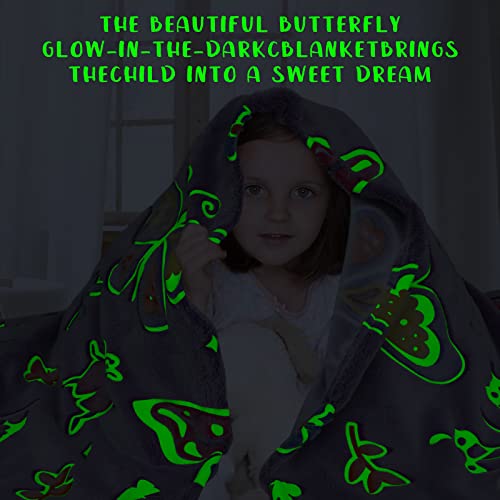 Glow in The Dark Blanket Butterfly Gifts Toys for Girls Women Butterfly Blankets for Birthday Gifts for Kids4