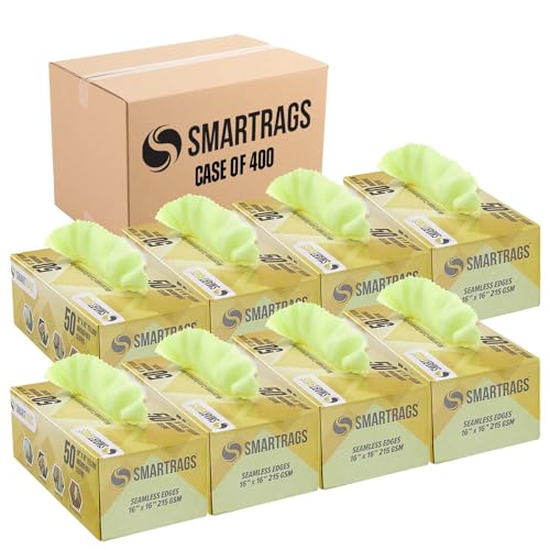 Arkwright Smart Rags in Box - (Bulk Case of 400) Lint Free, Large Microfiber Cleaning Cloth, Scratch & Streak-Free, Dispensable Wash Towels for Cars, Kitchen, and Window Glass, 16 x 16 in, Yellow