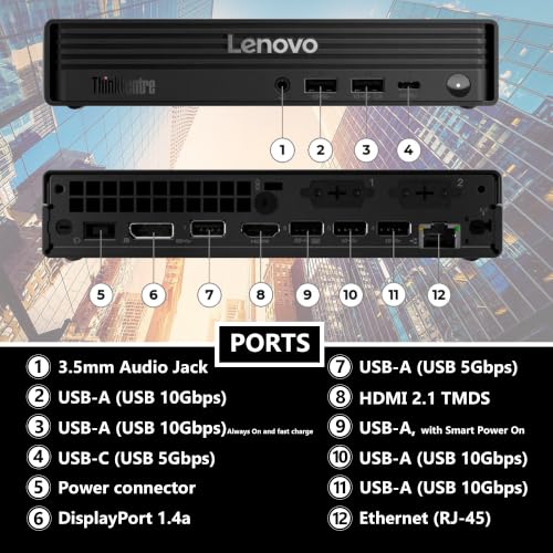 Image of Lenovo ThinkCentre Tiny M70q G6 Intel Ultra Proccessor (Beats i7-13700T), 16GB DDR5 RAM, 512GB SSD PCIe, WiFi 6E + BT, RJ-45, DP Port, HDMI, Windows 11 Pro, Mini Business Desktop - Black