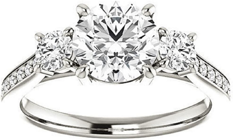 10K Solid White Gold Handmade Engagement Rings 1.0 CT Round Cut Moissanite Diamond Solitaire Wedding/Bridal Ring Set for Women/Her Propose Ring