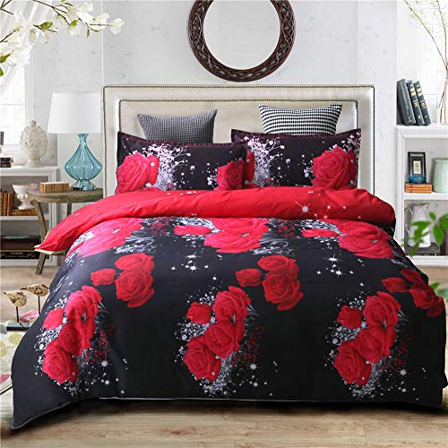 FANSU 3D Parure de Lit Housse de Couette 2/3 pièces Impression Microfibre Hypoallergique avec Fermeture éclair Taies d'oreiller (Rose) (200 * 230,Rose)