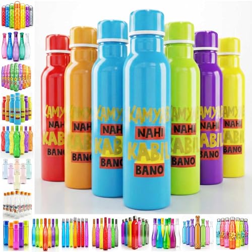 Image of TAVASYA Unbreakable 1 Litre Quote Water Bottles | Pack of 12 | Multicolor | Leakproof Screw Cap | BPA-Free | Bottles for Fridge, Gym, Home, Office, School and Travel