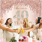 Large Cheers to 40 Years Birthday Decorations for Women, Pink Rose Gold Happy 40th Birthday Banner Backdrop Party Supplies, Forty Birthday Poster Background Sign Decor - Image 4