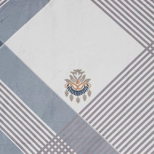 Image of Signature Digital Print Geometric Designs Super King Size Bedsheet - 108 x 108 inches | 100% Cotton-Feel Soft Fabric | Fade-Resistant Colors | 2 Matching Pillow Covers (Urban Harmony)
