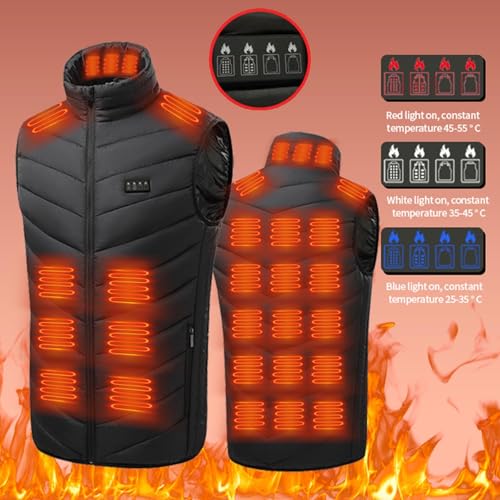 Battnot Beheizbare Weste Herren Beheizbare Jacke Damen, Heizjacke mit 28 Heizzonen, Warme Daunenweste Winterjacke Elektrische USB-Thermojacke Bequemer Winterjacke für Wandern Reisen Treking Fahrrad