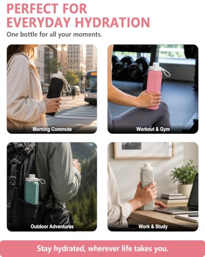 Image of BEAUTAIL Collapsible Water Bottles 21oz /610mL, Silicone Travel Water Bottle