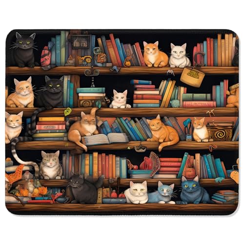 Itnrsiiet Mouse Pad, Gaming Mouse Pad, Mouse Pads For Desk, Non-Slip Rubber Base Stitched Edge Premium-Textured Waterproof For Wireless Mouse Computers Laptop,10.2×8.3 In,Cat On The Desk cover