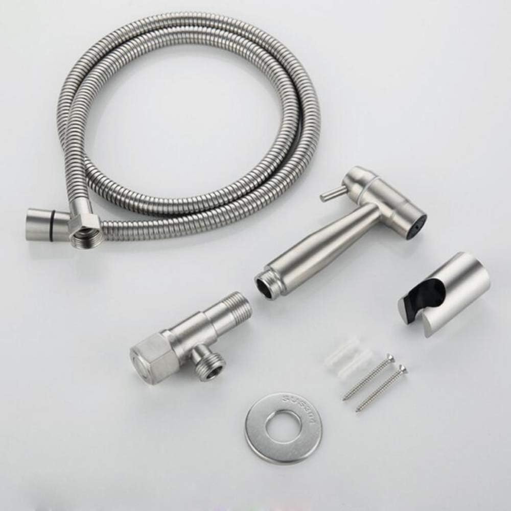 Bidet Sprayer with Single Cold Water Brushed Nickel Portable Cloth Diaper Washer Shower Sprayer Set Wall Mount Toilet Bidet Attachment Pressure Sprayer