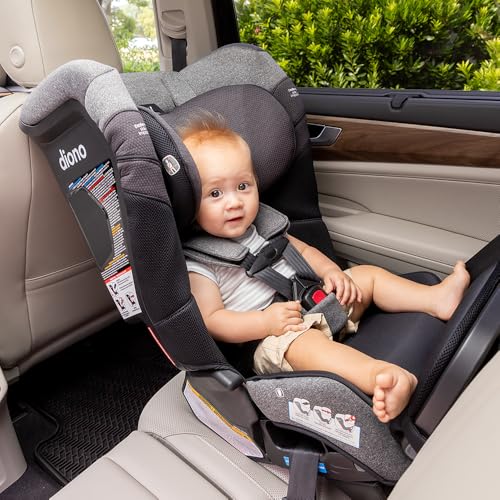 Image of Diono Radian 3RXT SafePlus Max Rear and Forward-Facing Convertible Car Seat, 2-in-1 Anti-Rebound Bar and Calf-Support, 10 Years 1 Car Seat, Slim Fit 3 Across, Black Storm