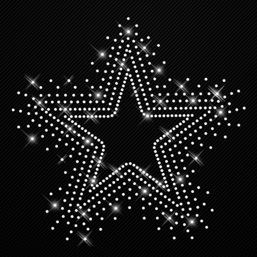Glitzerdeals Bügelbilder Karneval Strass großer Stern kristall ungefüllt Aufbügler für Textilien Stern Bügelmotiv Sterne Strass Bügelbild Stern