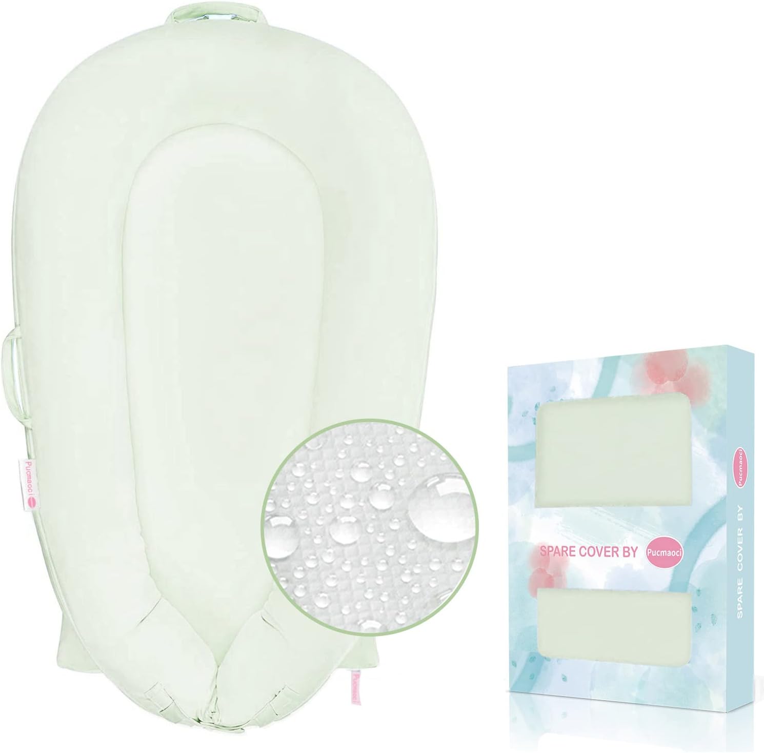 Organic Replacement Cover for Dockatot Deluxe+ Docks with Waterproof Pad Certified Organic Cotton Protects Against leaks Premium Quality Spare Cover (Cover Only) (Green)