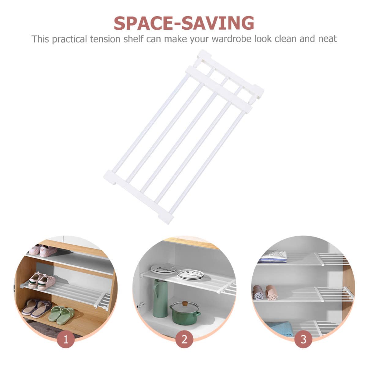 Mipcase Separador de Armario Extensible de Plástico Blanco 50-80 Cm | Diseño Retráctil, Ancho 24cm, para Gabinete y Ropero, Organización por Niveles y Ahorro de Espacio