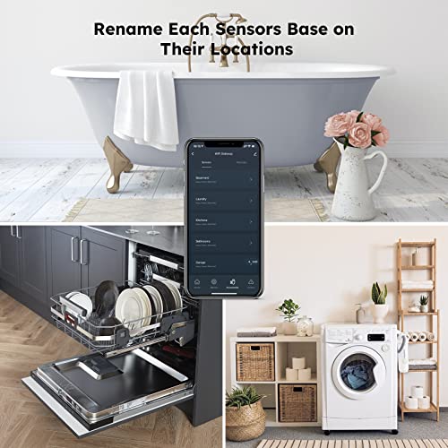 Ouvopo Wifi Water Leak Detectors 4 Pack, 120Db Audio Alarm Sensor, Sensitive Leak And Drip Alert，For Bedrooms, Basement, Kitchen, Bathroom, Laundry (Not Support 5G Wifi) #TOP5