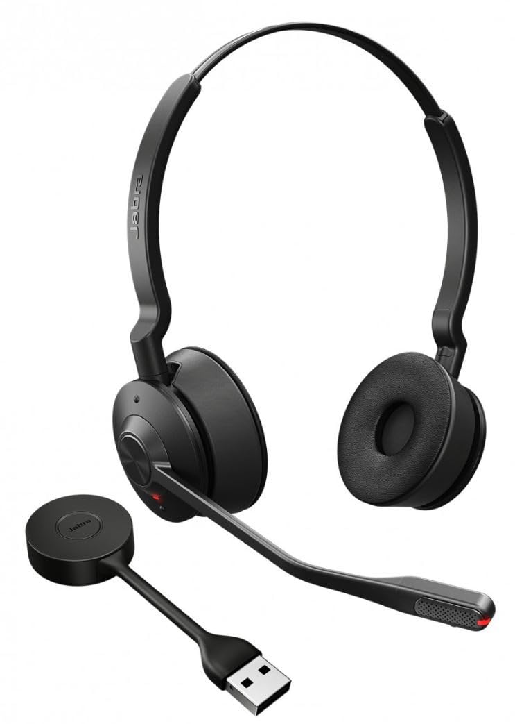 Jabra Engage 55 SE Stereo-Headset UC mit DECT-Adapter Link 400c (USB-C) – 1,2 m Kabel, Tragetasche, Garantie und Sicherheitsbroschüren