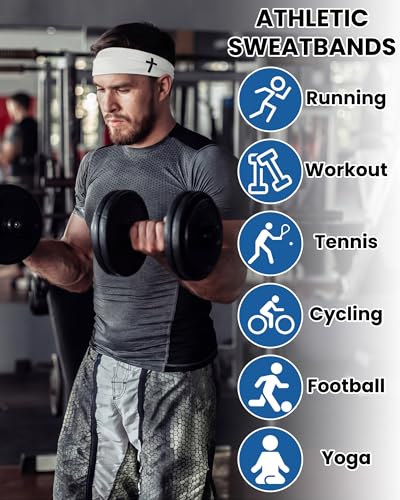 Image of Shihanee 6 Pcs Christian Headbands for Men Jesus Athletic Sweatbands Moisture Wicking Football Baseball Sports Hair Bands