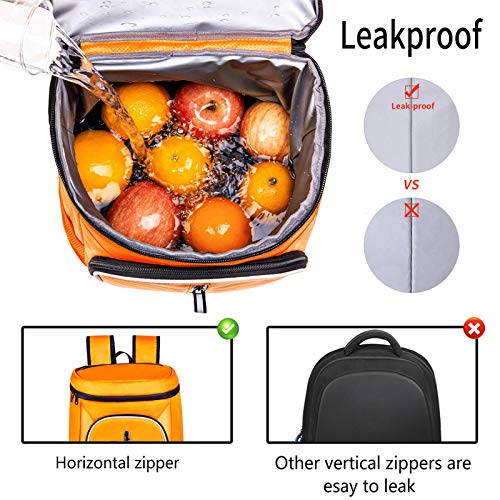 Image of FORICH Soft Cooler Backpack Insulated Waterproof Backpack Cooler Bag Leak Proof Portable Small Cooler Backpacks to Work Lunch Travel Beach Camping Hiking Picnic Fishing Beer for Men Women (Orange)