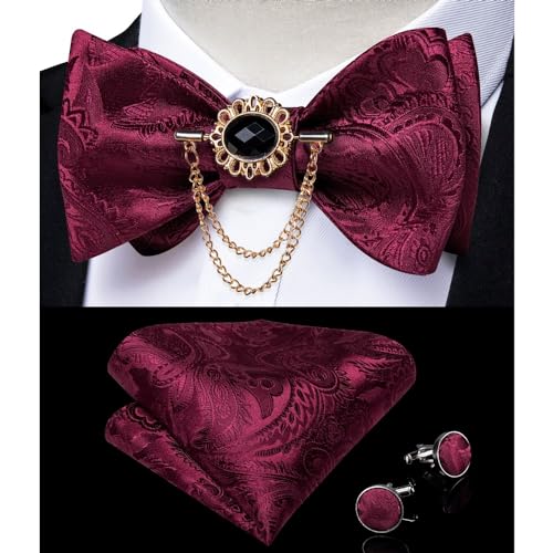 Set de corbata de moño y pañuelo blanco clásico para adulto miniatura 2