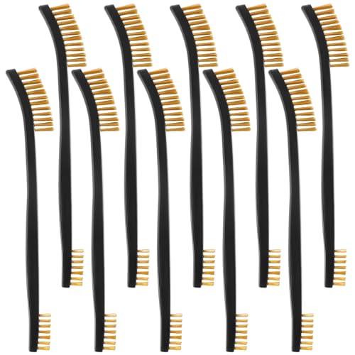 Image of 10 Pieces Small Wire Brush Scratch Brush Set, Double Headed Curved Brass Wire Brushes for Cleaning Welding Slag and Rust
