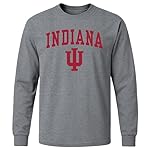 Barnesmith IU Indiana University Hoosiers Long Sleeve Adult Unisex T-Shirt, Heritage, Charcoal Heather, XX-Large