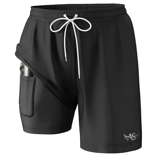 Angel season Men's 7" Quick Dry Swim Trunks with Compression Liner 2024 New Beach Board Shorts Bathing Suit with Pockets