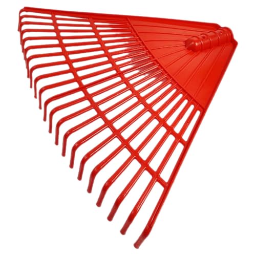 Image of BESPORTBLE Plastic Rake Head with 21 Tines Garden Leaf Scoop Rake Shrub Rake Yard Lawn Grass Clean Rake Replacement Head Red