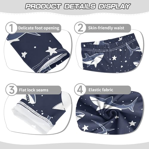 Cute Sharks Girls' Leggings Toddler Doodles Stars Kids Yoga Pants Dance Active Tights 4T3