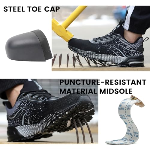 Furuian Steel Toe Shoes for Men & Women Lightweight Safety Work Shoes Comfortable Steel Toe Sneakers Warehouse Industry Work Sneakers3