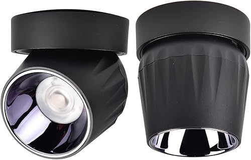 Foco de techo LED de 12 W, luz direccional de rotación de 360°, 3000 K, blanco cálido, lámpara de pared para pasillo, galería, sala de estar/negro,